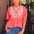 Load image into Gallery viewer, Popea Peplum - Red