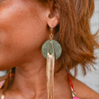Load image into Gallery viewer, 18K Gold Shimmy Shakin' Fringe Earrings - Emerald