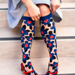 Load image into Gallery viewer, Bold Blue Floral Knee High Socks