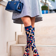 Load image into Gallery viewer, Bold Blue Floral Knee High Socks