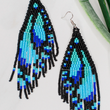 Load image into Gallery viewer, Turquoise Butterfly Wing Fringe Earrings