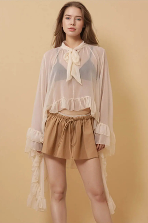Lucia Knit Ruffle Top - Apricot