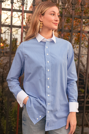 Lauren Boyfriend Shirt - Blue Stripe