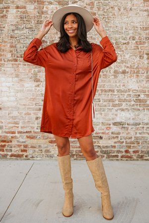 Gracie Shirt Dress - Cognac