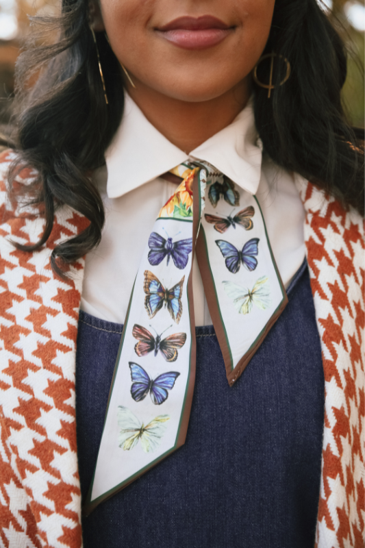 Sunflower Butterfly Skinny Scarf