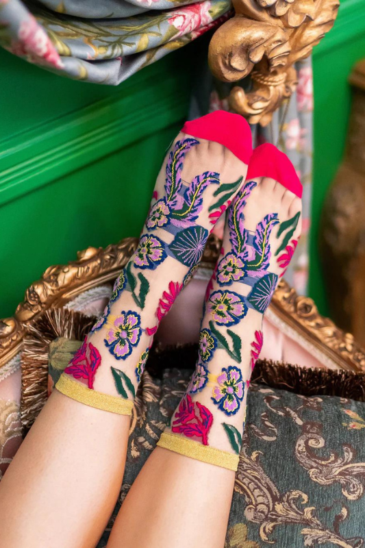 Festive Floral Sheer Sock