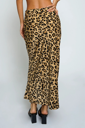 Misty Leopard Satin Skirt