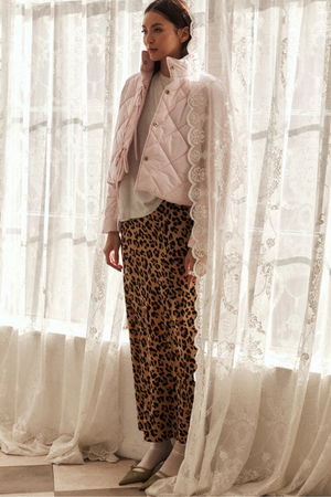 Misty Leopard Satin Skirt
