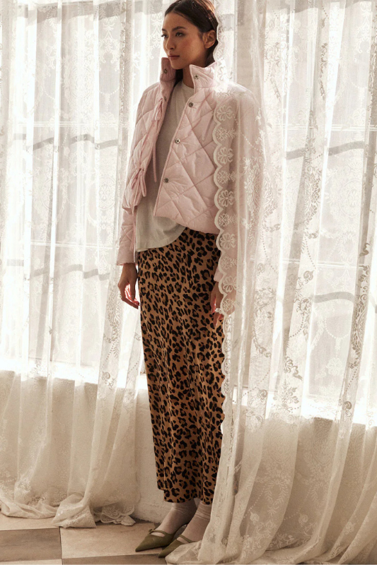 Misty Leopard Satin Skirt