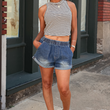 Load image into Gallery viewer, Just Relax Cuffed Shorts - Denim
