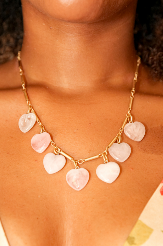 Pink Quartz Heart Necklace