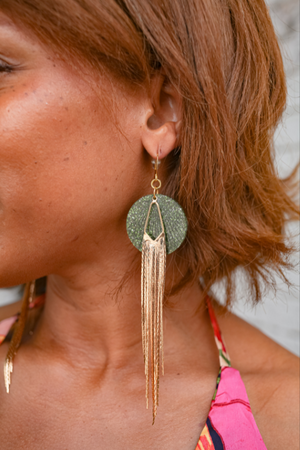 18K Gold Shimmy Shakin' Fringe Earrings - Emerald