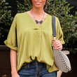 Load image into Gallery viewer, Clara Satin Blouse - Olive
