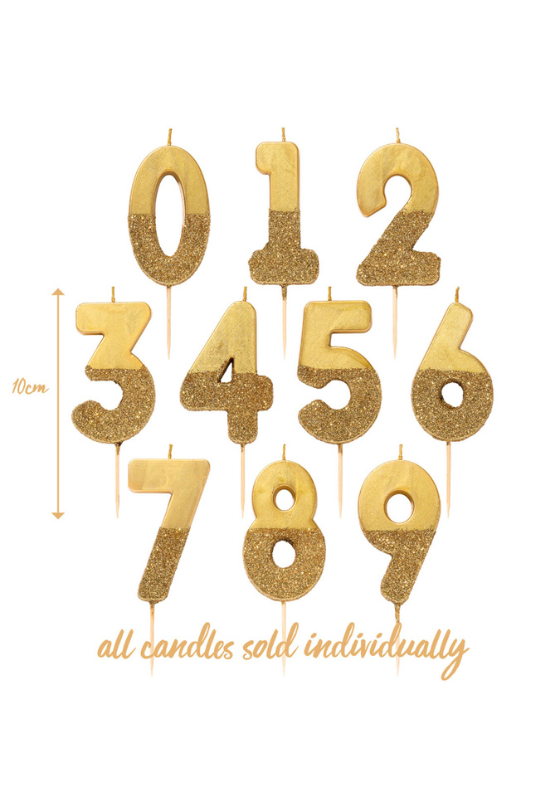 Gold Glitter Number Candles