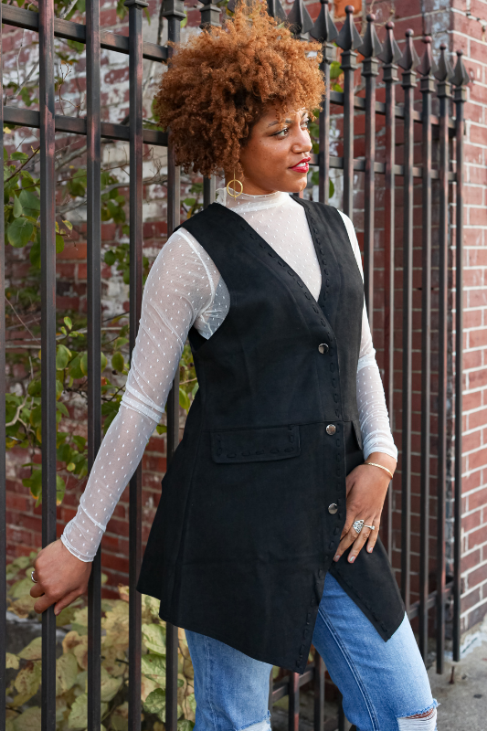 Flint Suede Vest - Black