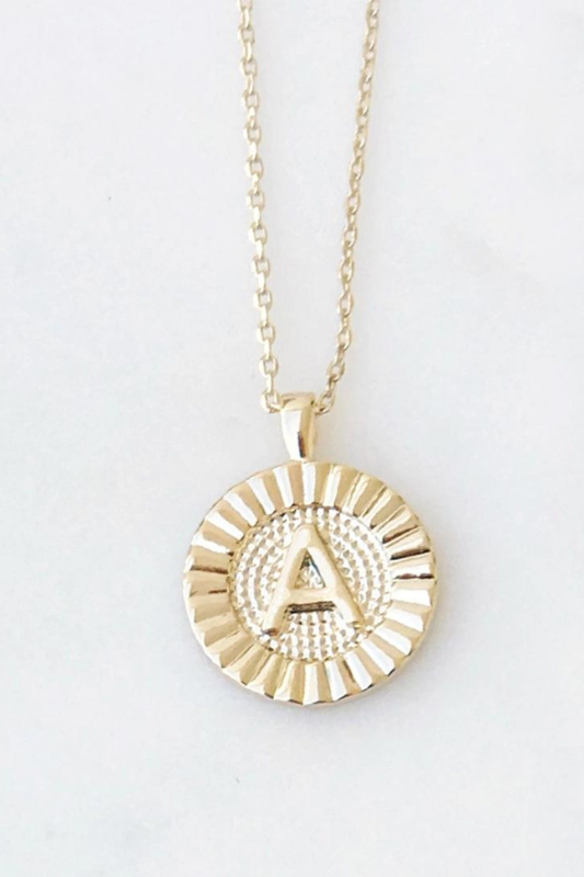 Round Initial Coin Necklace