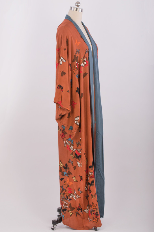 Butterfly Kisses Kimono Rust