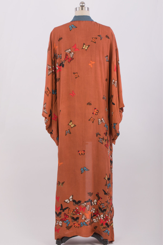 Butterfly Kisses Kimono Rust