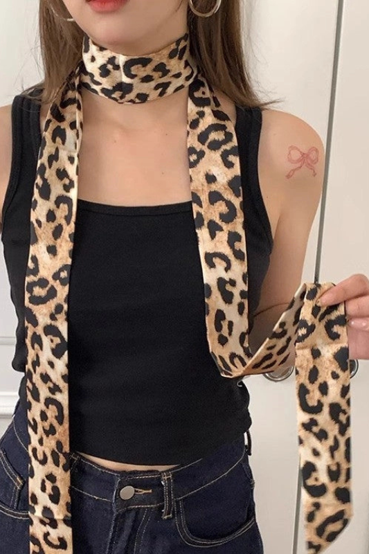 Leopard Print Skinny Scarf
