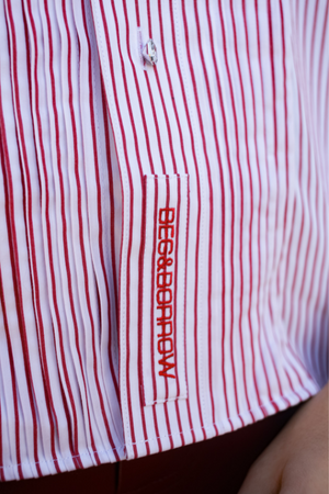 Barb Dress Shirt - Red Stripe Tux