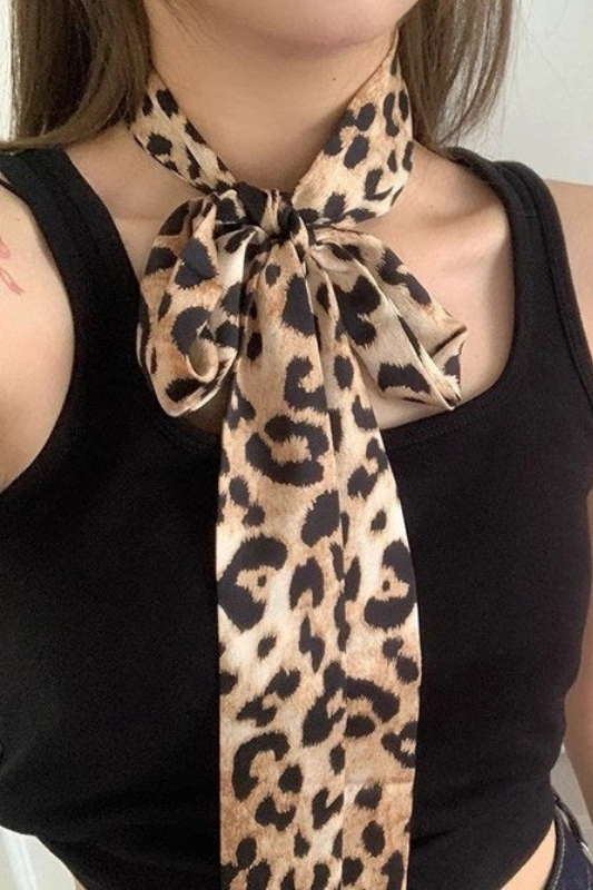 Leopard Print Skinny Scarf