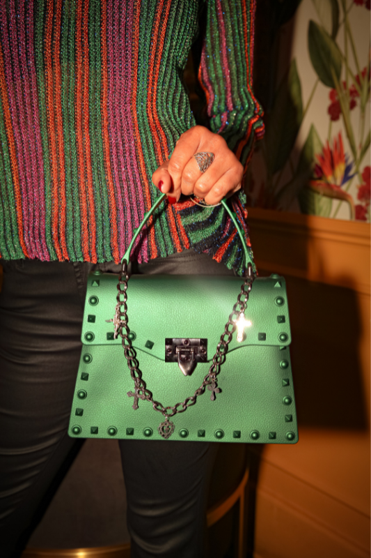 Metallic Spikes Chain Bag