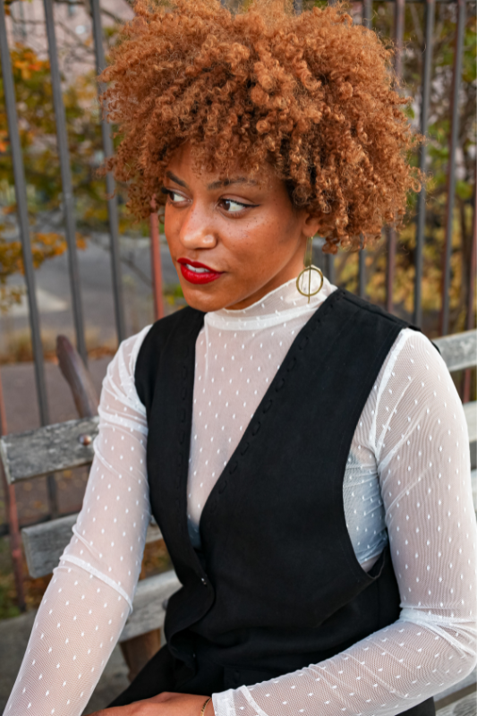 Lainey PolkaDot Mesh Top Ivory