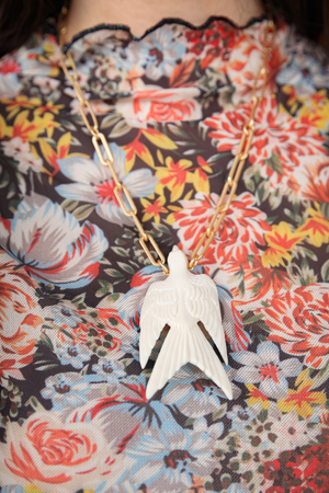 Bone Carved Free Bird Necklace