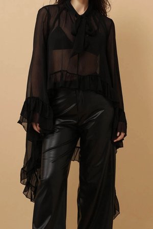 Lucia Knit Ruffle Top - Black