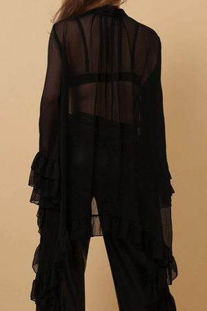 Lucia Knit Ruffle Top - Black