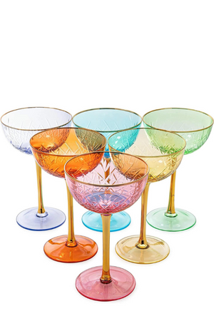 Colorful Art Deco Coupe Glass