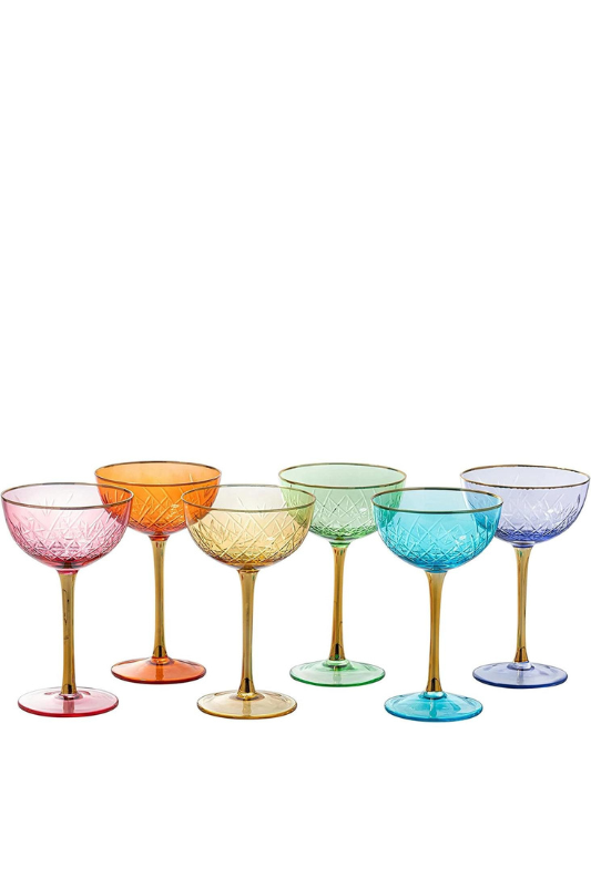 Colorful Art Deco Coupe Glass