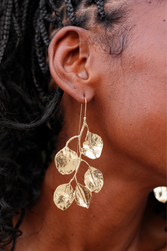 Gold Leaf Drop Earrings