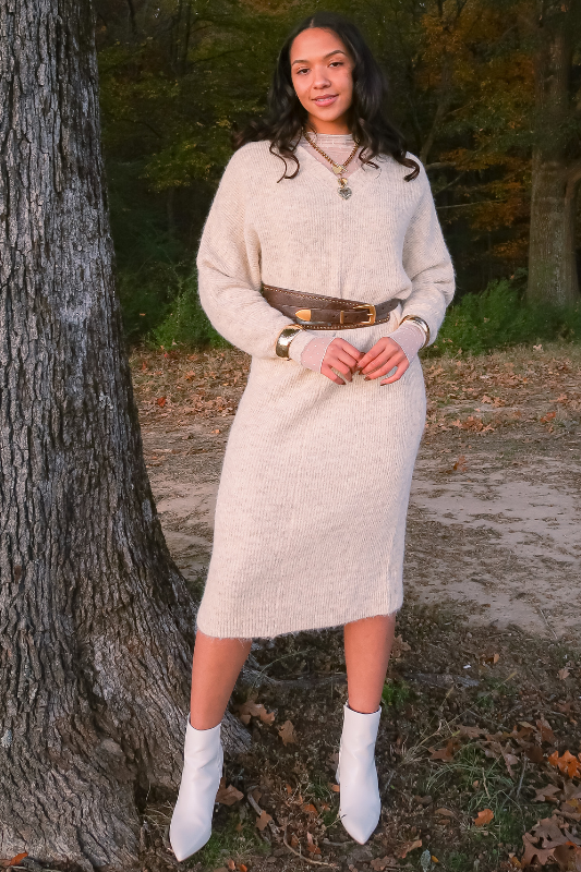 Heather Sweater Dress - Oatmeal