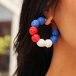 Load image into Gallery viewer, Liberty Pom Pom Hoops
