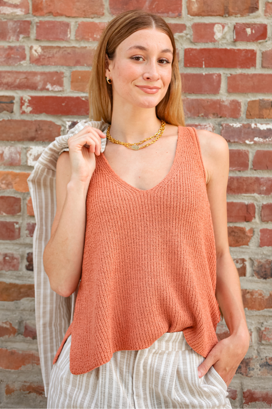 Leta Knit Tank - Carrot