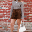 Load image into Gallery viewer, Courtney Pleated Suede Short
