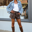 Load image into Gallery viewer, Marjorie Leather Shorts- Brown
