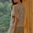 Load image into Gallery viewer, Elise Crochet Sweater- Tan
