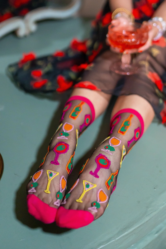 Cocktail Hour Sheer Crew Sock