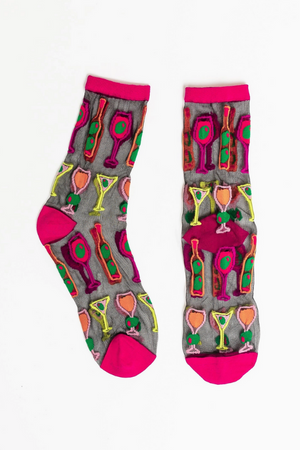 Cocktail Hour Sheer Crew Sock