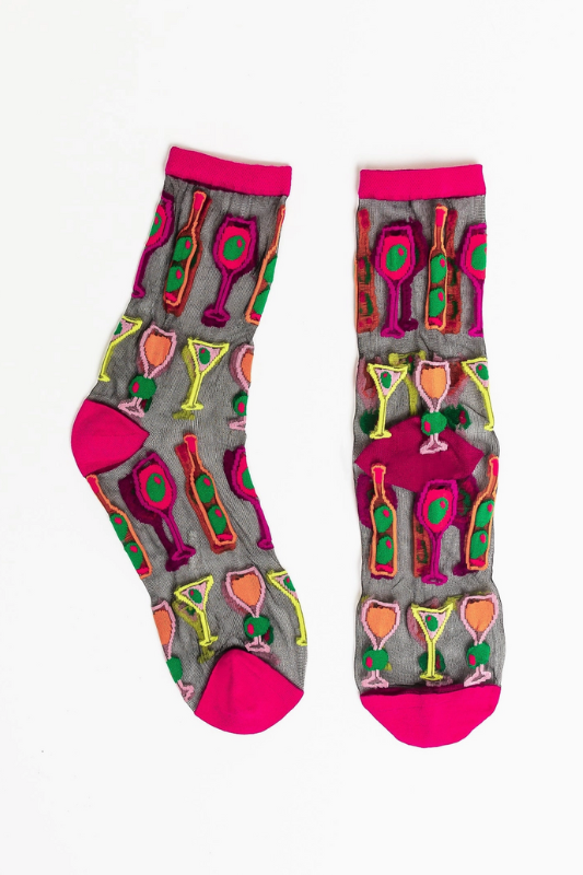 Cocktail Hour Sheer Crew Sock