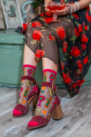 Cocktail Hour Sheer Crew Sock