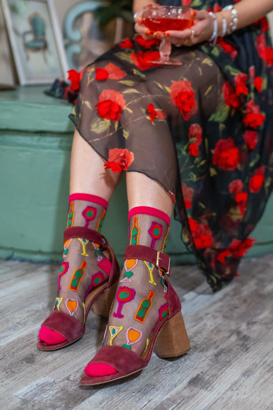 Cocktail Hour Sheer Crew Sock