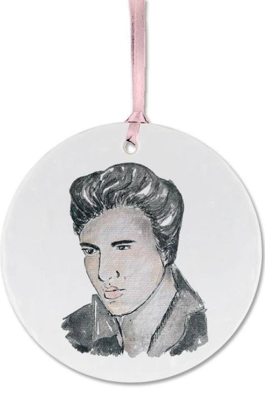 Elvis Watercolor Ornament