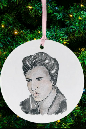 Elvis Watercolor Ornament