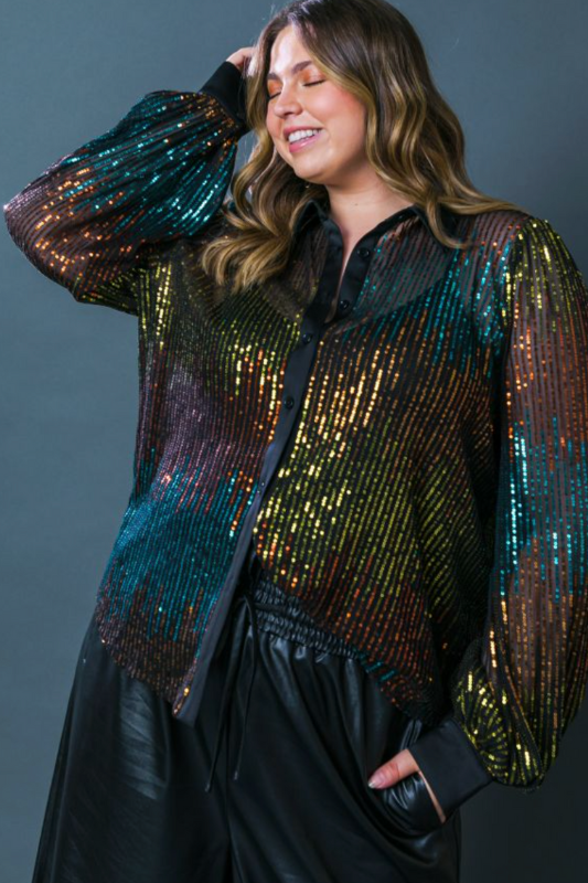 Brooke Sequin Blouse - PLUS