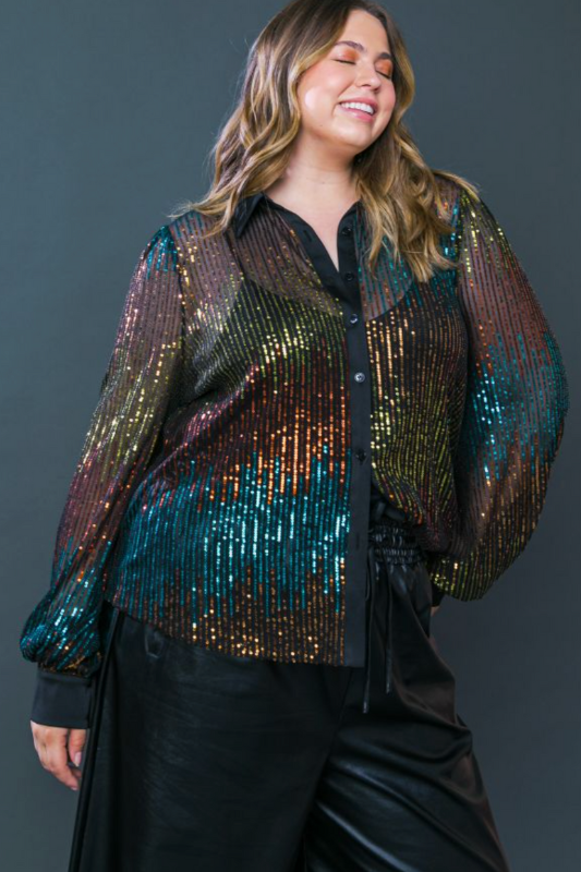 Brooke Sequin Blouse - PLUS