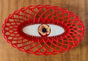 "Eyeplate Basket (red w/ rose)" By Mary Jo
