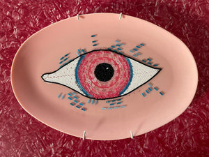 "Eyeplate (pink orange blue)" By Mary Jo